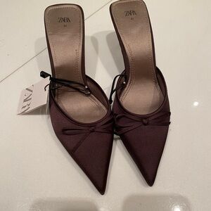 Zara heels bow mules shoes